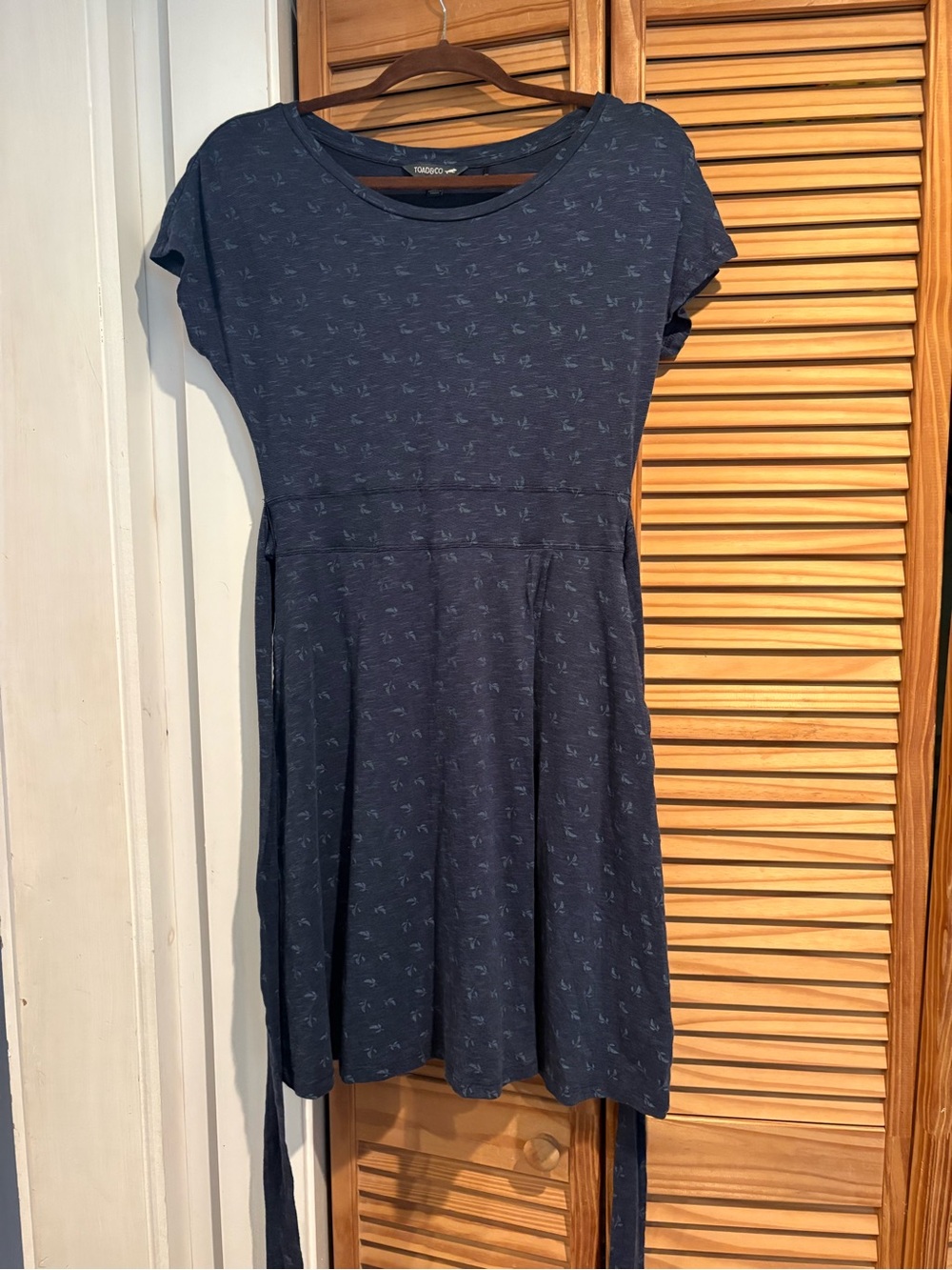 Toad & Co Women’s short sleeved dress Navy Knee Length Organic Cotton Summer
